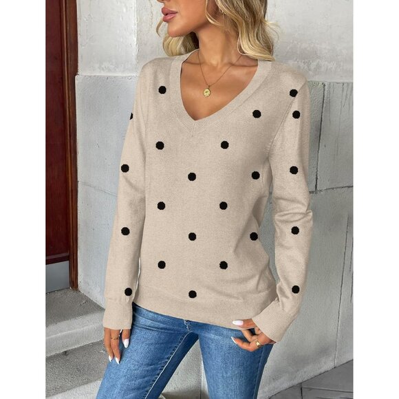 Women's V Neck Sweater Casual Lightweight Ribbed Knit Top Medium - Picture 2 of 4